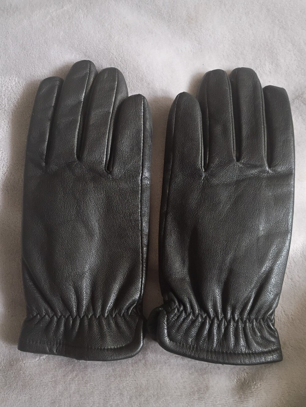 Vintage Fownes Black Leather Gloves Size Large